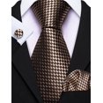 thumbnail image 3 of Set Clásico de Corbata Marrón a Cuadros Barry.Wang, Corbata Tejida, Marrón a Cuadros, Talla Única, 3 of 5