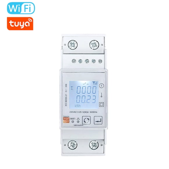 Riwcyla Wifi Single,phase Intelligent Wireless Guide Rail Electric Meter for Bidirectional Solar Energy Consumption Measurement Voltage Current Power Detection Mobilephone APP Control Support for T