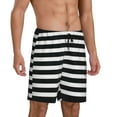 thumbnail image 2 of Fotbe Black And White Stripes Pajama Shorts for Men, Men's Pajama Bottoms, Sleepwear,Short Pajama Pants-Small, 2 of 9