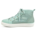thumbnail image 3 of Womens Faux Leather High-top Lace-up Laser-cut Sneakers, 3 of 8