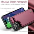 thumbnail image 6 of for iPhone 15 Premium PU Leather Back Case, Multiple Card Slots Design, Double Magnetic Clasp Study Kickstand RFID Blocking Classic Phone Cover for iPhone 15, Winered, 6 of 9
