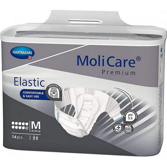 MoliCare Premium Elastic 10D Briefs, Unisex, Heavy Absorbency, Medium, 56 Count