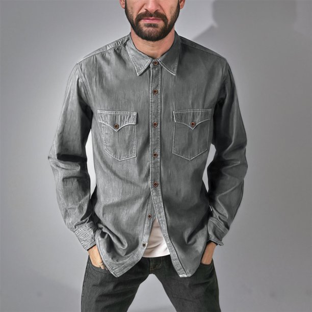 pstuiky camisas de manga larga para hombre, Camiseta lisa de manga larga con cuello vuelto para hombre, informal, elegante, cómoda, con bolsillos y botones, con capucha l