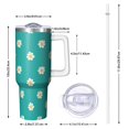 thumbnail image 2 of 40oz Tumbler with Handle and Straw, Vacuum Insulated Stainless Steel Travel Mug, Fits Car Cup Holder, Daisy Floral Print, 2 of 6