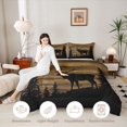 thumbnail image 3 of Castle Fairy Rustic Animal Elk Deer King Size Comforter Sets 3pcs,Vintage Cabin Comforters King Size,Brown Black Cream,Black Reversible,1 Comforter and 2 Pillowcases, 3 of 6