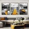thumbnail image 2 of Hieng Yellow Boat On The Lake Landscape Canvas Prints Gold Wooden Bridge Mountain Abstract Wall Art Paintings For Home Decor Unframed, 2 of 6