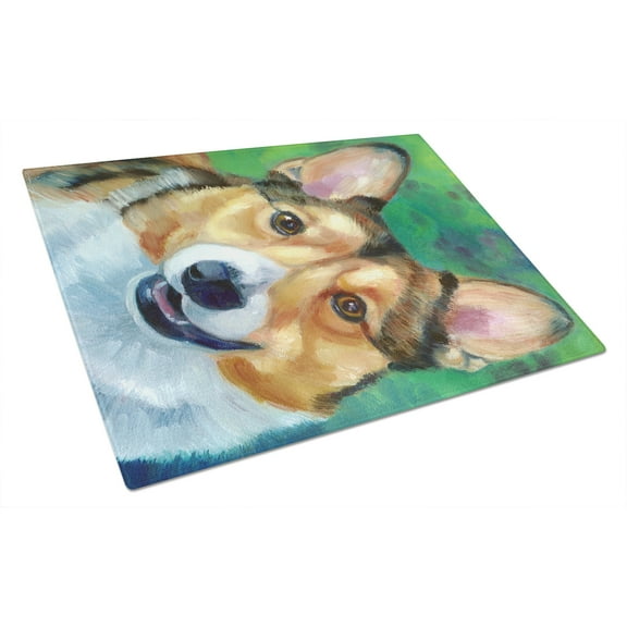 Caroline's Treasures Corgi Toby Glass Cutting Board Large