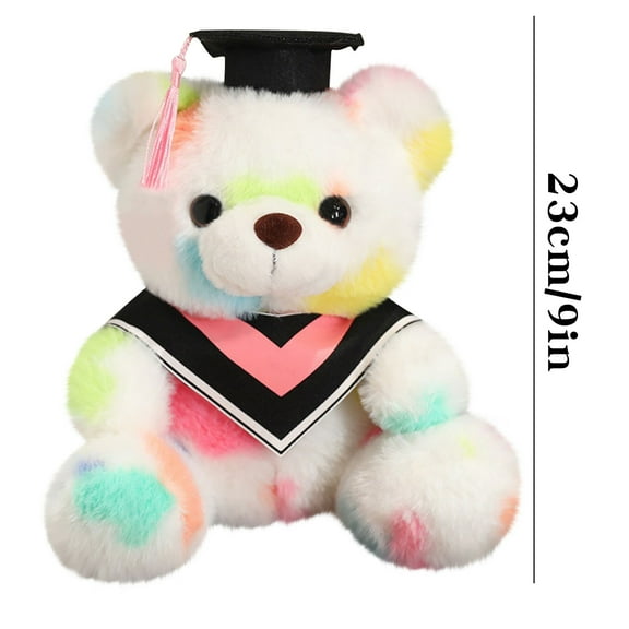 Pyaiiner Graduation Season Bear Plush Toy with Bachelor Hat Collar Home Decoration Perfect Gift for Celebrating Graduates Birthday Christmas Favors Pink