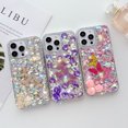 thumbnail image 7 of Allytech Full Glitter Diamond Case for iPhone 15 Pro Max, Luxury Sparkle Bling Butterfly Flower for Women Girls, Shockproof Hybrid Protective Phone Case with Fashion Detachable Wrist Strap - Silver, 7 of 7
