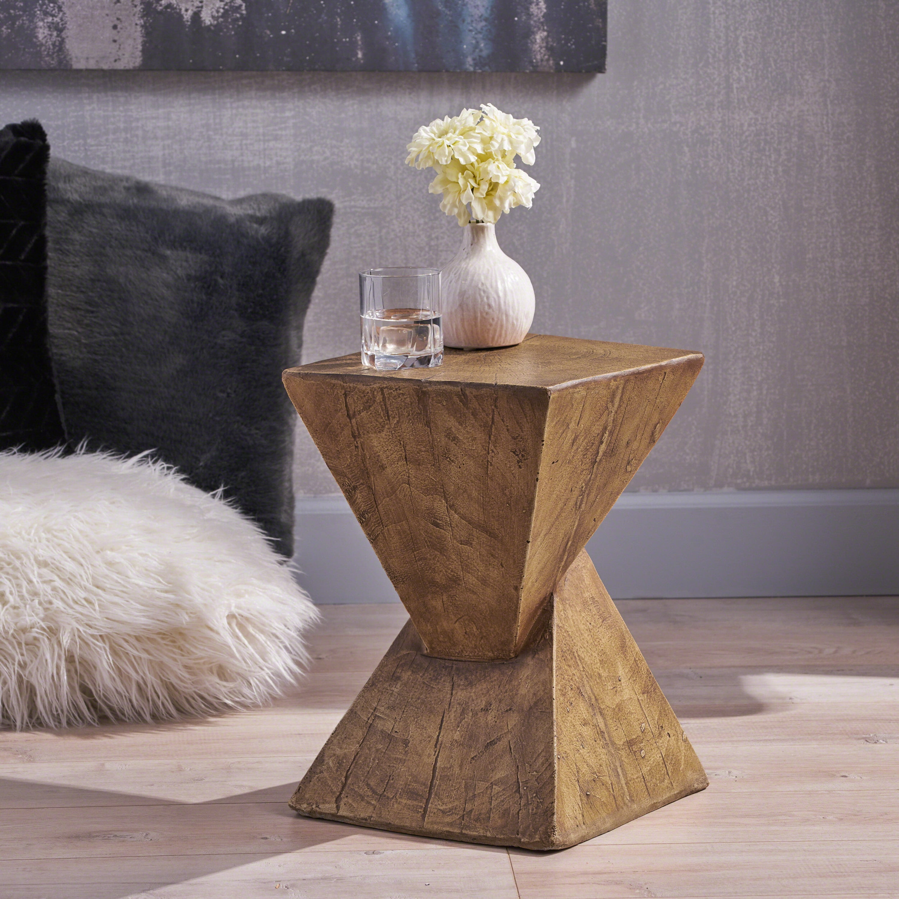 Side Table, End Table for Living Room Bedroom Office Patio, Natural