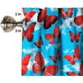 Butterfly Curtains Valance, Red Butterflies Dancing Under The Blue Sky
