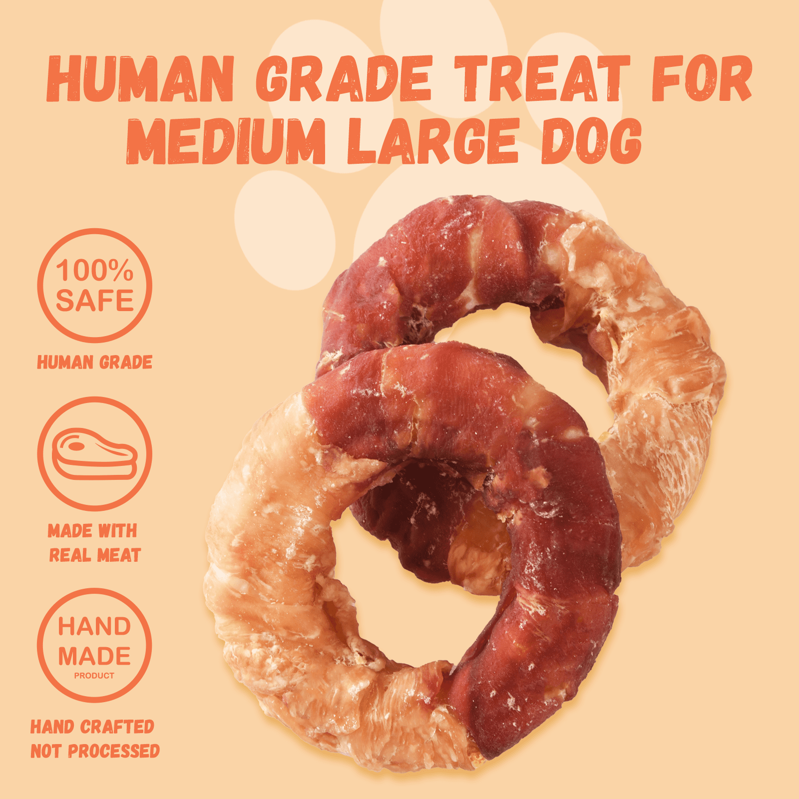 (2 pack) Pawmate Chicken & Duck Wrapped Rawhide Donut, Long Lasting Chews for Medium Large Dogs, 4 Count