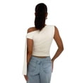 thumbnail image 4 of Women'S Ruched One Off the Shoulder Tank Tops Asymmetrical Neck Tie Shoulder Going Out Top XS, 4 of 9