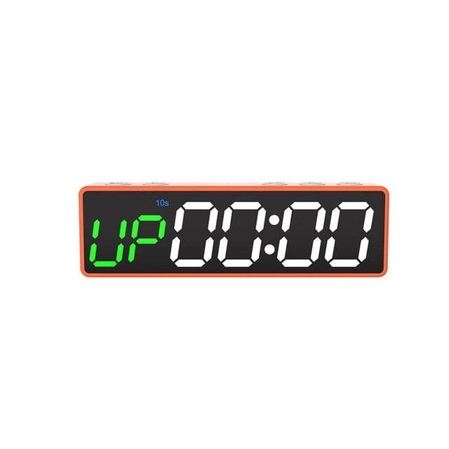 Decodeary Convenient Gym Timer With Adjustable Volume Easy To Carry Volume Of Timer Can Orange frame Green and white font