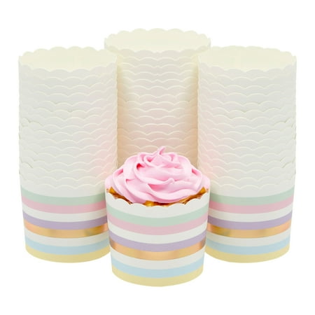 50-Pack Pastel Cupcake Liners - Large Paper Baking Cups for Birthdays, Home Baking, Bake Sales, Bridal Showers (2.2 In)