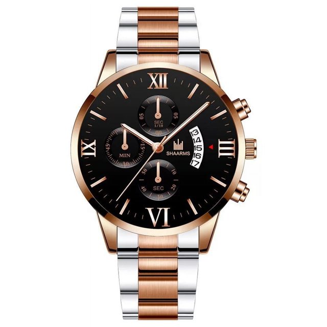 Reloj de cuarzo con correa de acero para hombre, reloj de negocios de tres ojos, falso, de moda, de escala simple