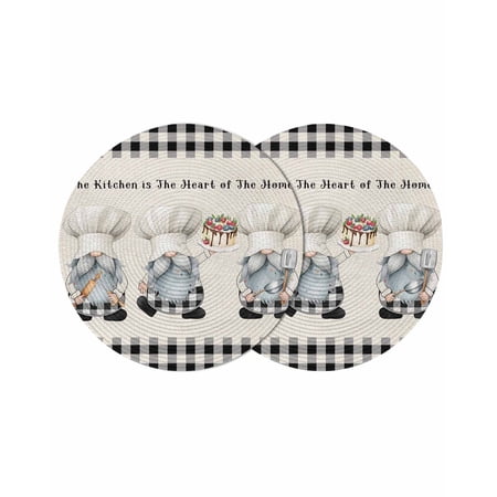 Chef Gnomes Round Placemats Set of 2 for Dinning Tables Heat-proof Braided Table Mats 13 Inch Black Grey Plaid Cake Cook Dessert Burlap Washable Place Mat for Kitchen Restaurant Party Table Decor Chef Gnomes Round Placemats Set of 2 for Dinning Tables Heat-proof Braided Table Mats 13 Inch Black Grey Plaid Cake Cook Dessert Burlap Washable Place Mat for Kitchen Restaurant Party Table Decor