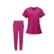 thumbnail image 4 of Uniformes Conjunto de Enfermería Top Pantalones Escote en V Ropa Cómoda Ropa de Trabajo de Enfermería Rosa claro rosa M, 4 of 9