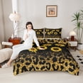 thumbnail image 5 of Manfei Vibrant Sunflower Bedding Twin Comforter Set, Leopard Cheetah Print Down Comforter, Sequin Print Reversible Duvet Insert, Ultra Soft Room Decorative, 2pcs, 5 of 8