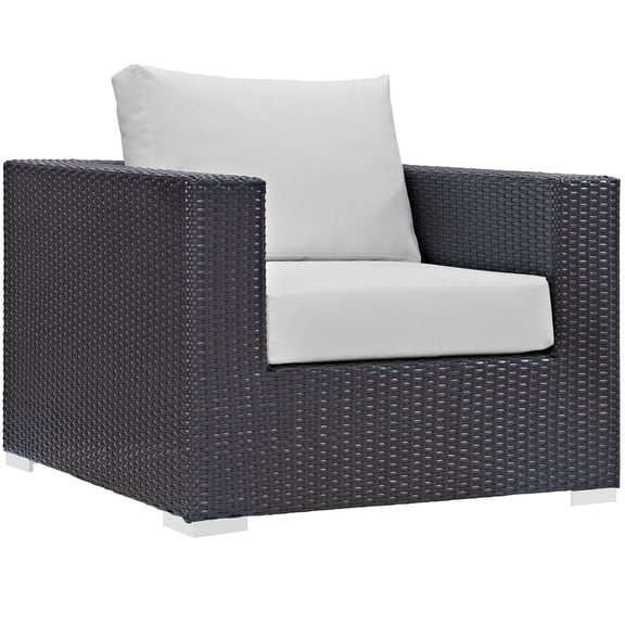 Hawthorne Collections Patio Arm Chair in Espresso and White