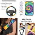 thumbnail image 5 of KUIFORTI Colorful Butterfly Car Seat Covers Full Set of 8 Includes Front and Back Seat Cover with Steering Wheel Protector Center Console Armrest Pad Seat Belt Pads Universal Fit Auto Truck Van SUV, 5 of 5