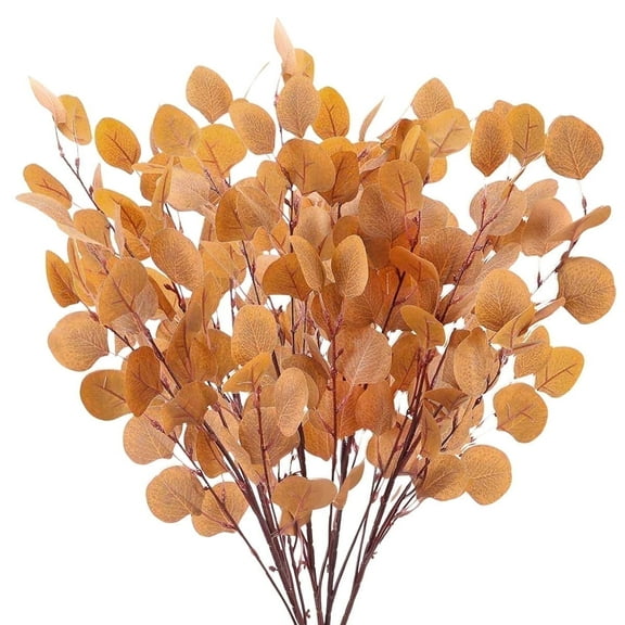 Fall Eucalyptus Leaves 33.8inch Artificial Eucalyptus Leaves Stems Fake Fall Flowers Decor for Christmas Home Autumn Thanksgiving  Decoration 6pcs