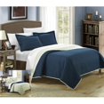 thumbnail image 1 of Chic Home QS2600-US Jaspe Réversible Bloc de Couleur Moderne Ensemble de Couette - Bleu Marine - Twin - 2 Pièces, 1 of 1