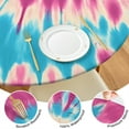 thumbnail image 4 of Colorful Tie Dye Mandala Pattern Round Fitted Tablecloth with Elastic Edge,Dining Table Cover Waterproof,Outdoor Round Tablecloth for Camping,Dining,Indoor and Outdoor, 4 of 7