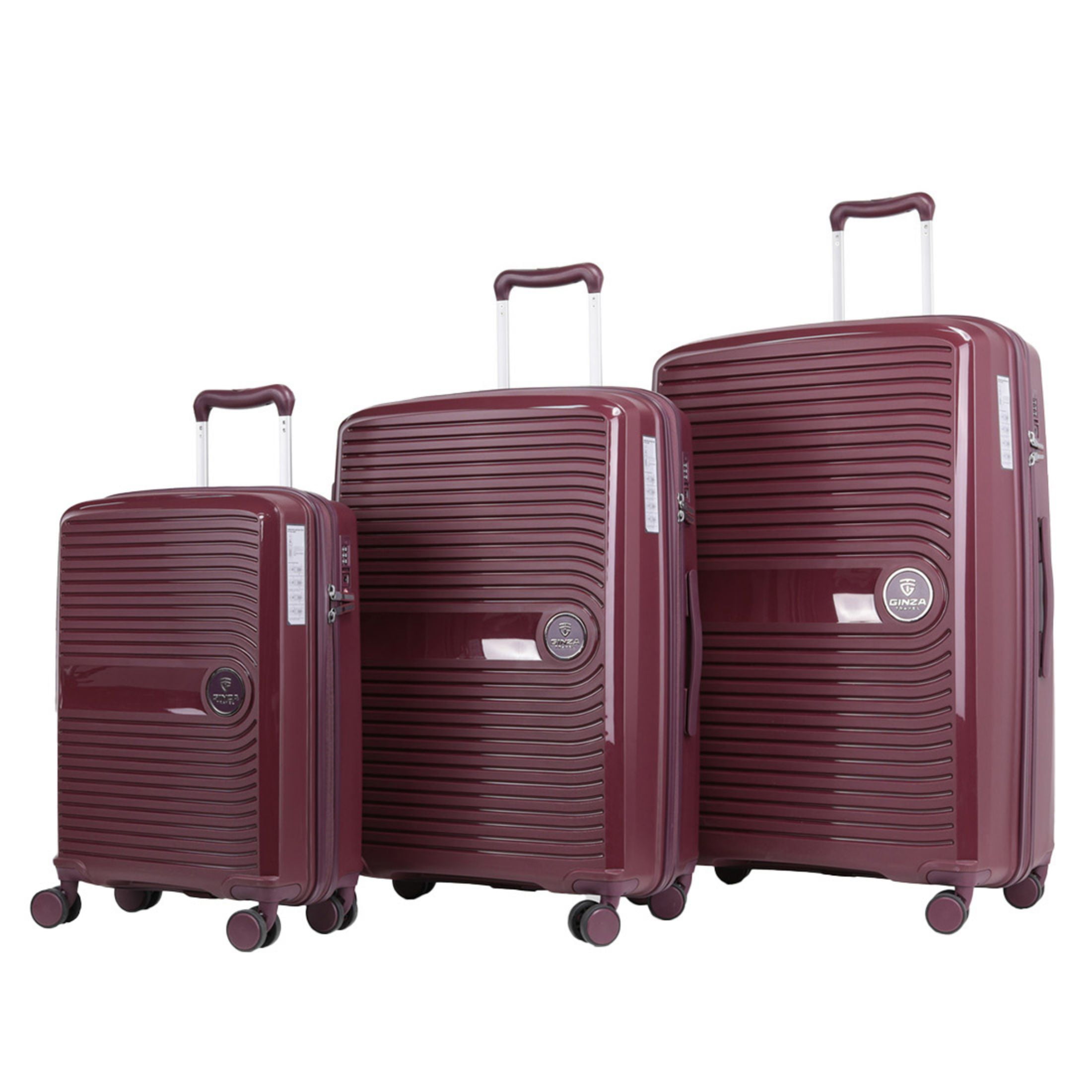 Ginza Travel 3 Piece Hardshell Luggage Set with Durable Spinner Wheels