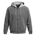 thumbnail image 4 of vdgthytj Jackets for Women Full Zip Corduroy Hooded Long Sleeve Color Block Fall Winter Casual Outerwear with Pockets(XX-Large,Gray), 4 of 9