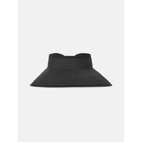Time and Tru Women's Packable Straw Visor Hat, Black