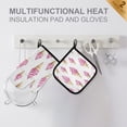 thumbnail image 4 of Yayeee Oven Mitts and Pot Holder Set of 2 Heat Resistant Kitchen Gloves Baking Hot Pad, Pink Cartoon Ice Cream, 4 of 5