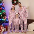 thumbnail image 6 of mgoYE Christmas Pajamas for Family Silk Satin Holiday Matching Pajamas Sets Long Sleeve Button Comfy Loungewear Sets(Pink,2-3 Years), 6 of 6