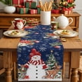thumbnail image 4 of Navy Blue Christmas Cotton Linen Table Runner for Dining Kitchen, Snowman Xmas Tree Poinsettia Eucalyptus Wedding Outdoor Party Tablerunners Decor, Dresser Scarf Coffee Tablecloth Runners 13"x36", 4 of 9