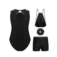 thumbnail image 4 of TTAO Girls Sparkly Ballet Dance Set 4-Piece Gymnastics Bundle Sleeveless Rhinestone Leotard with Shorts Outfits Gift Set A Black 14, 4 of 5