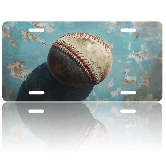 1 Pcs 2D Flat License Plate Covers & Frames, Baseball For Decorative Front, Waterproof For Decoration Aluminum License Plate Covers & Frames Cover For Men Women, 12" X 6"