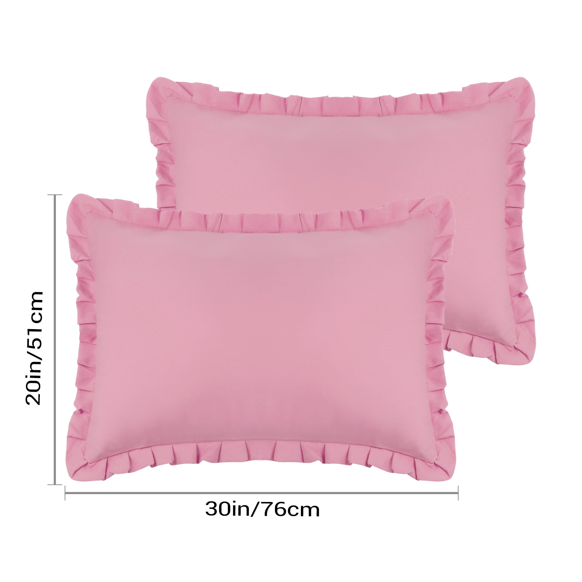 Unique Bargains 2Pcs Ruffled Edge Ruffled Envelope Closure Pillow Shams Dark Pink Queen