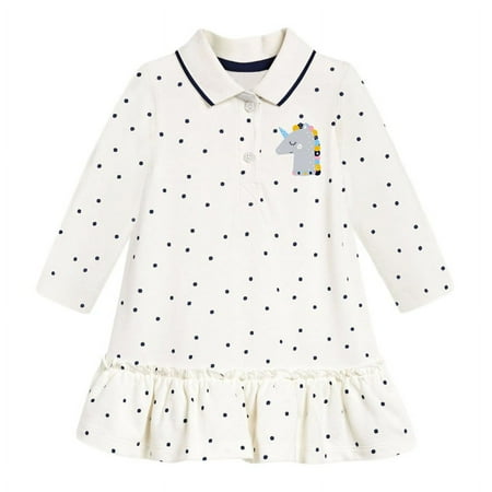 

Children s one-piece dress for children s autumn new style children s skirt long sleeve girl s striped POLO skirt