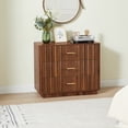 thumbnail image 3 of Weselon 3-Drawer Farmhouse Dresser with Waveform, Fully Assembled Nightstand Wooden Finish for Boho, Mid-century, Rustic Style,Walnut, 3 of 7