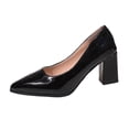 thumbnail image 2 of Miluxas Women’s Block Heel Pumps Mid Chunky Heels Close Round Toe Slip-On Comfortable Casual Dress Shoes for office Black 7.5(40), 2 of 8
