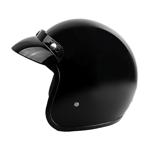 RS Helmets RS-8658 Gloss Black-AXL 3 by 4 Open Face Motorcycle Helmet with Visor Gloss&#44; Black - image 2 of 4