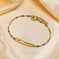 thumbnail image 2 of Let Them Dainty Colorful Beaded Bracelet, Self Worth Motivational Stainless Steel Engraving Tube Bracelets Inspirational Chain Crystal Energy Friendship Bracelet Jewelry for Women Men, 2 of 7