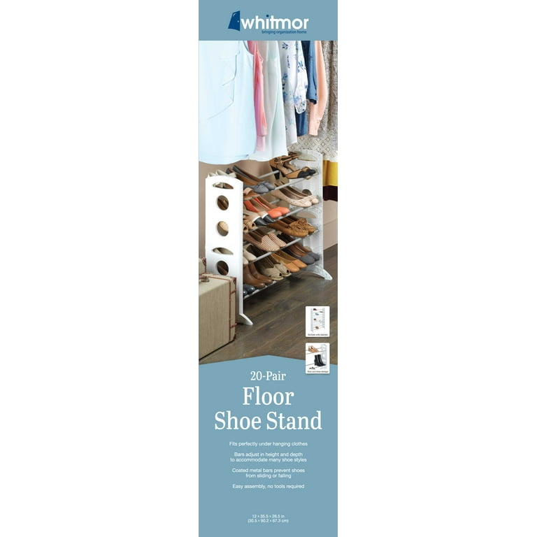 Whitmor 4 Tier 20 Pair Freestanding Shoe Rack Metal and Plastic Silver and White Walmart