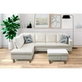 thumbnail image 2 of Starhome L Shaped White Couch with Ottoman(Pillows Included) Microfiber, 2 of 8