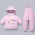 thumbnail image 3 of Zwiiyzr Toddler Boys Girls Thicken Warm Snowsuit Hooded Ski Jacket Pants 2 PCS Set Skiing Jacket with Pants 1-3T Purple, 3 of 9