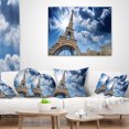 thumbnail image 4 of Designart Eiffel Under Blue Sky - Skyline Photography Throw Pillow - 12x20, 4 of 5