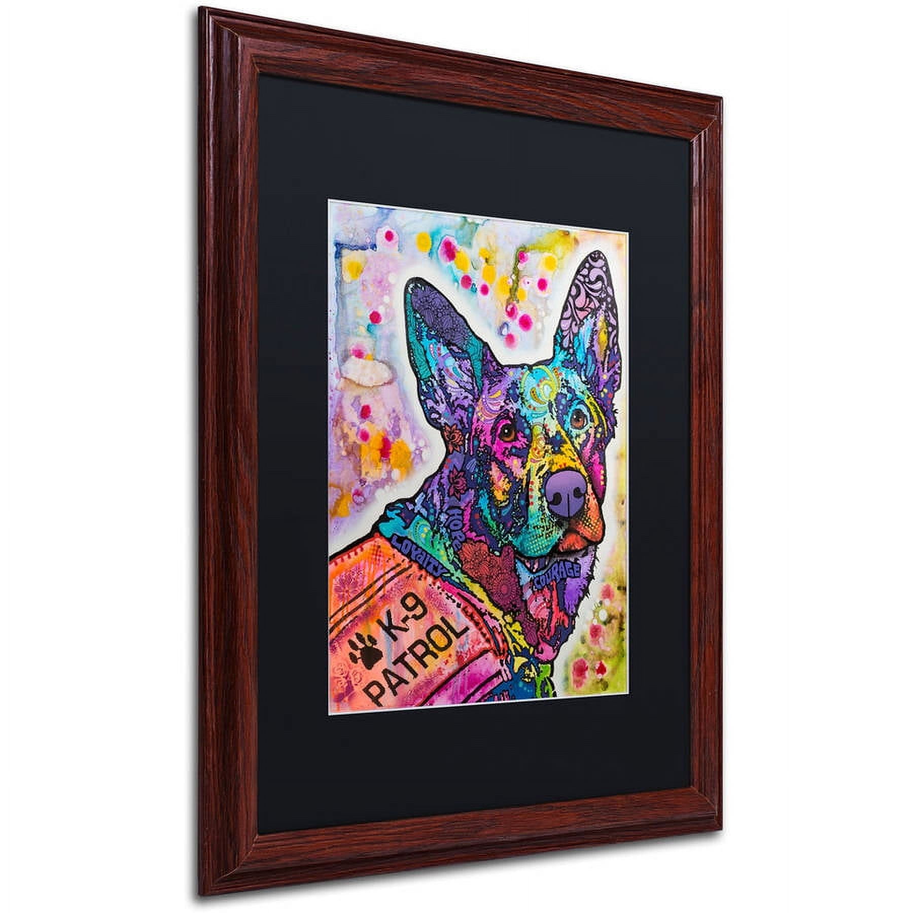 Trademark Fine Art "K-9 Patrol Large-003" Canvas Art by Dean Russo, Black Matte, Wood Frame
