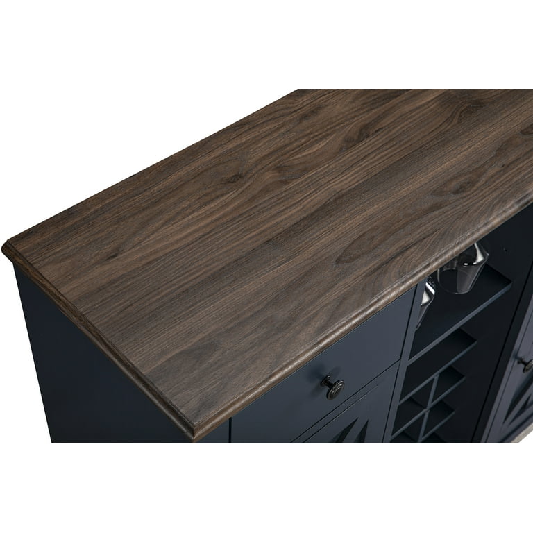 Commas Bar Cabinet for Liquor and Glasses Modern Wood Accent