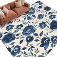 thumbnail image 2 of 6'x9' Area Rugs, Navy Blue Floral Indoor Outdoor Area Rug for Living Room Bedroom, Spring Retro Botanical Flowers Washable Bathroom Rugs Kitchen Floor Carpet Mats Home Decor Aesthetic, 2 of 8