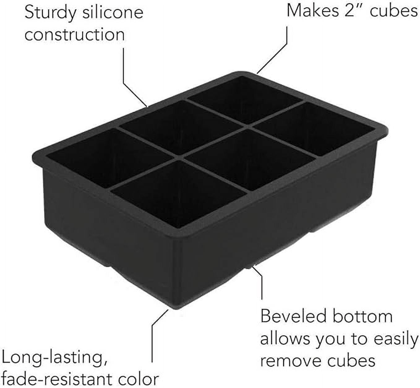 Tray Mold Giant Jumbo Large Food Grade Silicone Ice Cube Square Tray Mold DIY Ice Maker Ice Cube Tray, 2 Pc(Black)